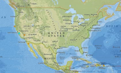 Mapa de los sismos ocurridos en Estados Unidos y el Caribe en las últimas 24 horas