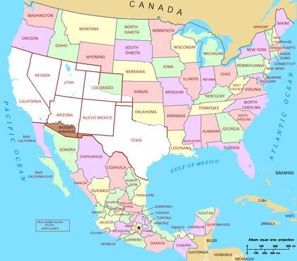 Mapa de los territorios que Estados Unidos consiguió después de la guerra contra México (Wikimedia Commons/United States federal government)