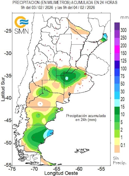 Mapa de precipitaciones de las ultimas 24 horas