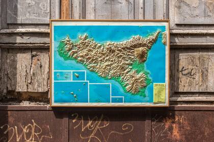 Mapa de Sicilia, en Ortigia, Italia