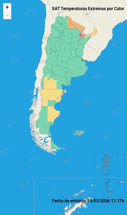 Mapa de temperatura extremas para este viernes