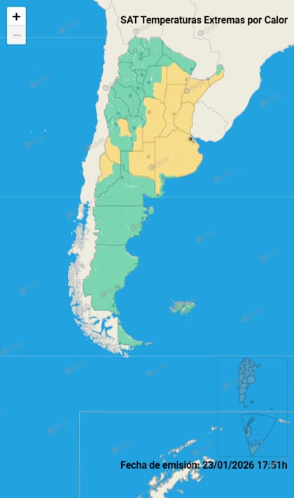 Mapa de temperaturas para este sábado