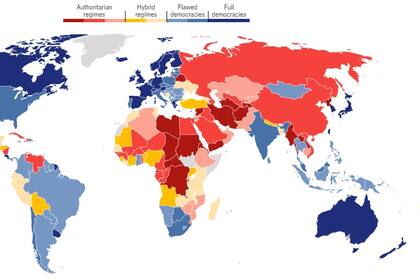 Mapa del Índice de Democracia de The Economist