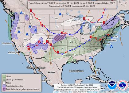 Mapa del pronóstico del tiempo a nivel nacional para este miércoles 7 de diciembre