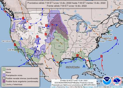 Mapa del pronóstico del tiempo a nivel nacional de este 12 de diciembre