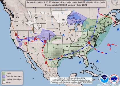 Mapa del pronóstico y alertas de este viernes 19 de abril