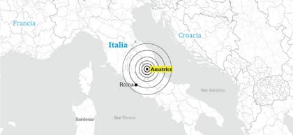 El epicentro del último sismo en Italia