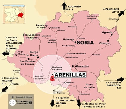 Mapa geográfico de la región de Soria