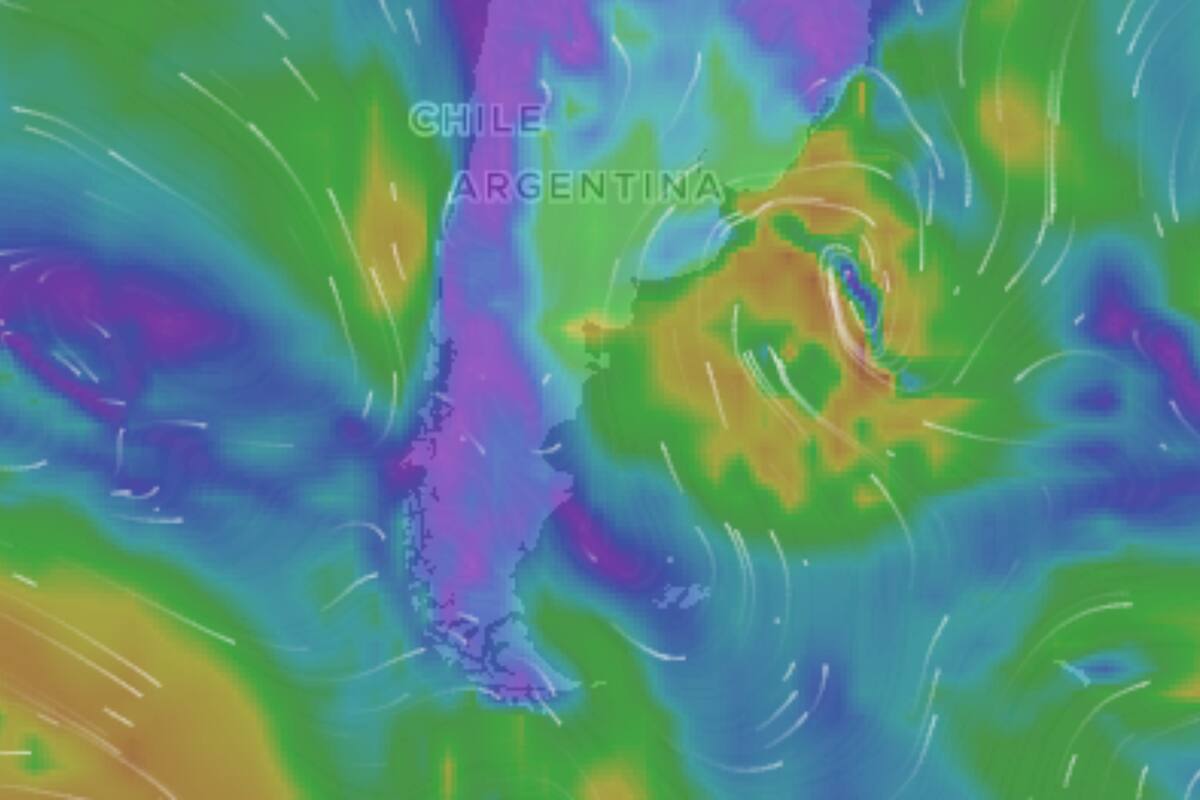 Mapa temperatura en la Argentina 17/2 (Foto: windfinder.com)