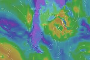 Mapa temperatura en la Argentina 17/2 (Foto: windfinder.com)