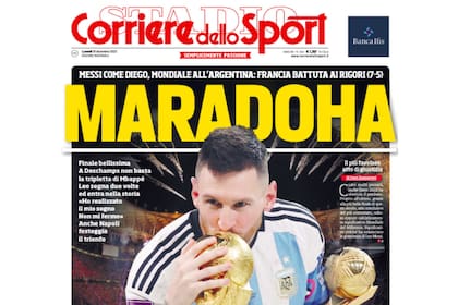 "Maradoha", el juego de palabras con el que Corriere dello Sport abre su más reciente edición