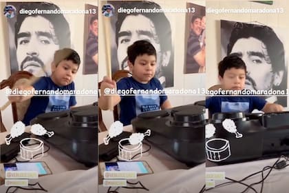 El Maradona baterista: Dieguito Fernando se lució en Instagram
