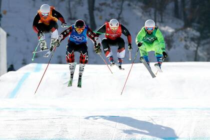 Marc Bischofberger, de Suiza, Brady Leman, de Canadá, Armin Niederer, de Suiza, y Filip Flisar, de Eslovenia