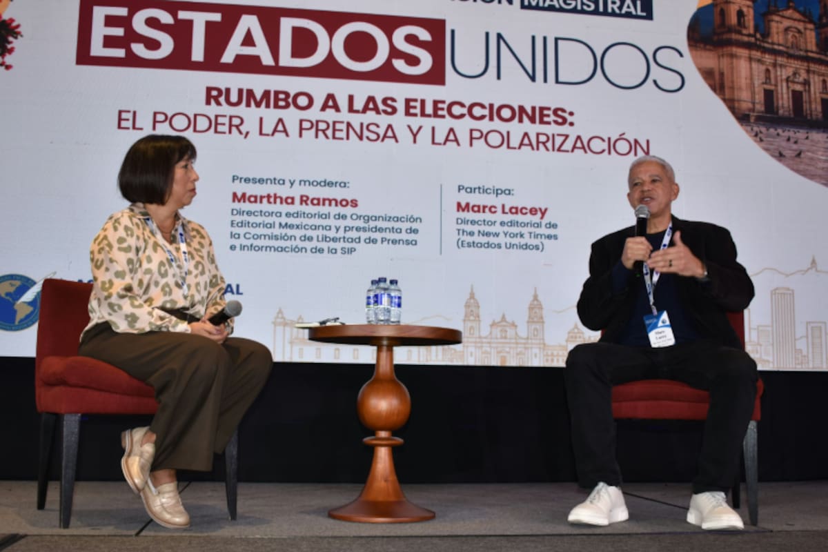 Marc Lacey, director editorial de The New York Times, con Martha Ramos, presidenta de la Comisión de Libertad de Prensa e Información de la SIP: "Lo que dice Trump hoy debe tomarse en serio porque suele convertirse en acción"