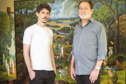 Marce (hijo) y Marcelo (padre) con su primera obra en conjunto, Las ofrendas