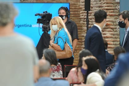 Marcela Losardo, durante el acto por el Día de la Mujer, una de sus últimas apariciones públicas como ministra