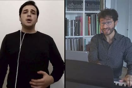 Marcelo Ayub, al piano, y uno de los alumnos del Instituto Superior de Arte del Teatro Colón