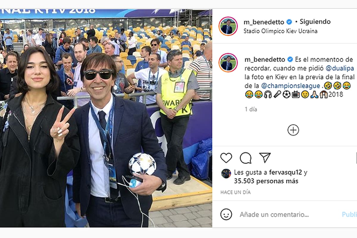 Marcelo Benedetto, junto a Dua Lipa, en la previa de la final de la Champions League 2018
