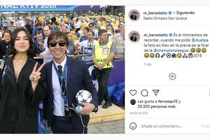 Marcelo Benedetto, junto a Dua Lipa, en la previa de la final de la Champions League 2018