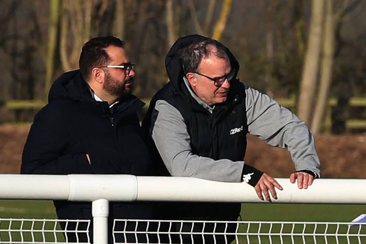 Marcelo Bielsa en un entrenamiento del Leeds