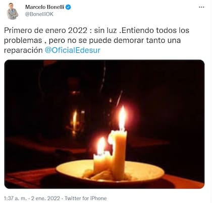 Marcelo Bonelli recibió el 2022 con cortes de energía