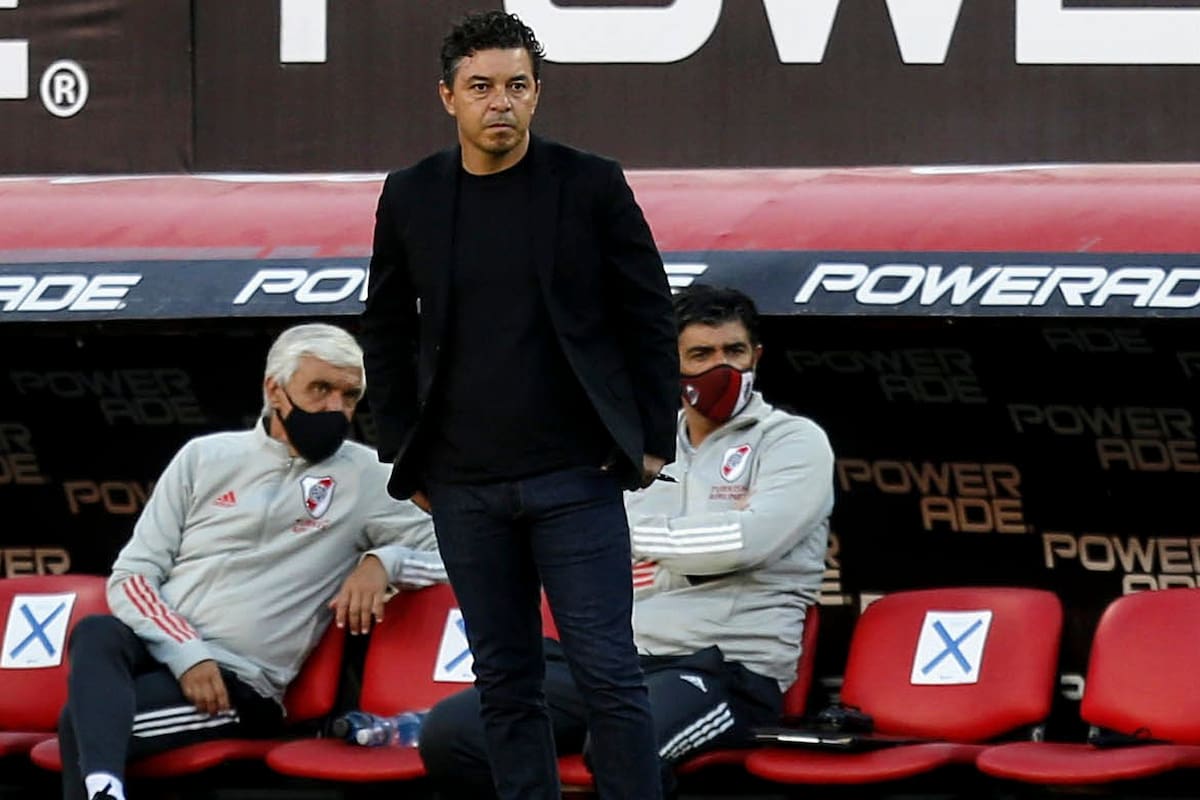 Marcelo Gallardo durante el partido que disputa River Plate contra Argentinos Juniors