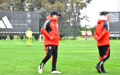 Marcelo Gallardo, junto con Hernán Buján, en las horas previas al debut en el segundo ciclo