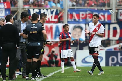 Marcelo Herrera fue expulsado contra San Lorenzo y será una de las cinco bajas que tendrá el Millonario para el partido contra Talleres