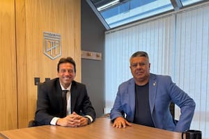 Marcelo Moretti y Claudio Chiqui Tapia, presidente de la AFA