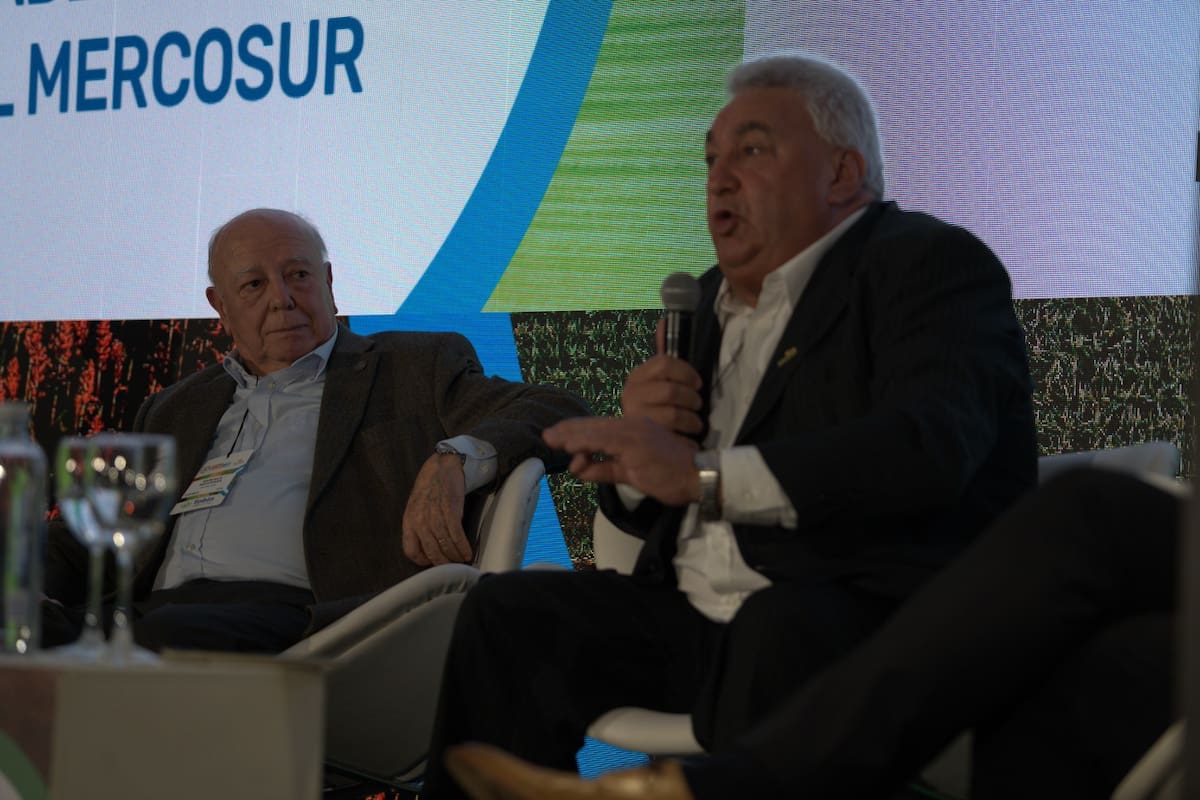 Marcelo Regúnaga, exsecretario de Agricultura, y Enori Barbieri, de Abramilho, en el Congreso de Maizar