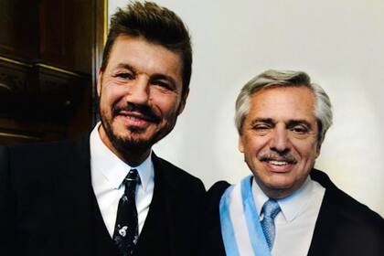 Marcelo Tinelli, a cargo de la Superliga, y Alberto Fernández, presidente de la Argentina