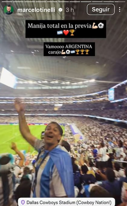 Marcelo Tinelli subió una foto desde el interior del estadio