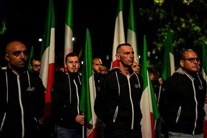 Marcha de extrema derecha en Milán en octubre de 2023