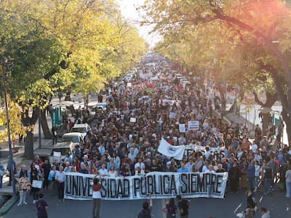 Marcha en defensa de la educación pública en la ciudad de Mendoza