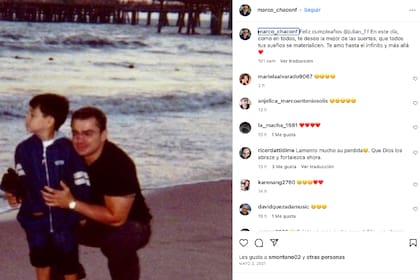Marco Chacón solía compartir fotos con Julián Figueroa en redes sociales, dado que fue una figura paterna para él luego del divorcio de Maribel Guardia con Joan Sebastian