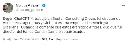 Marcos Galperin usó Chat GPT 4 y su resultado lo desconcertó