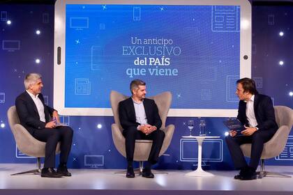 Marcos Peña , José Del Río y Martín Yebra, durante la entrevista
