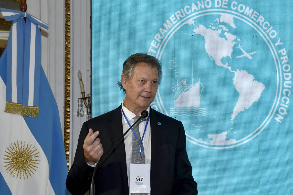 Marcos Pereda, presidente del Consejo Interamericano de Comercio y Producción (Cicyp) mientras brindaba su discurso