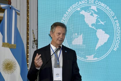 Marcos Pereda, presidente del Consejo Interamericano de Comercio y Producción (Cicyp) mientras brindaba su discurso