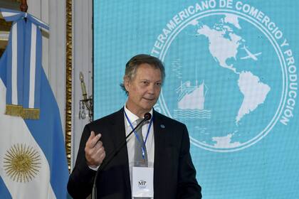 Marcos Pereda, presidente del Consejo Interamericano de Comercio y Producción (Cicyp) mientras brindaba su discurso
