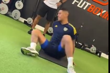Marcos Rojo en uno de los trabajos de recuperación tras el desgarro en Miami; las publicaciones generaron un malestar en Boca