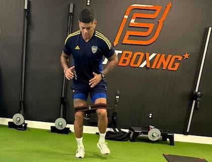 Marcos Rojo, en uno de los trabajos de recuperación en Miami