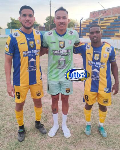 Marcos Serrao, Fabio Blanco y Alessandro Miranda, cuando jugaban en La Rioja antes de sumarse a El Porvenir: tres de los cuatro brasileños sancionados por la AFA por arreglos de partidos