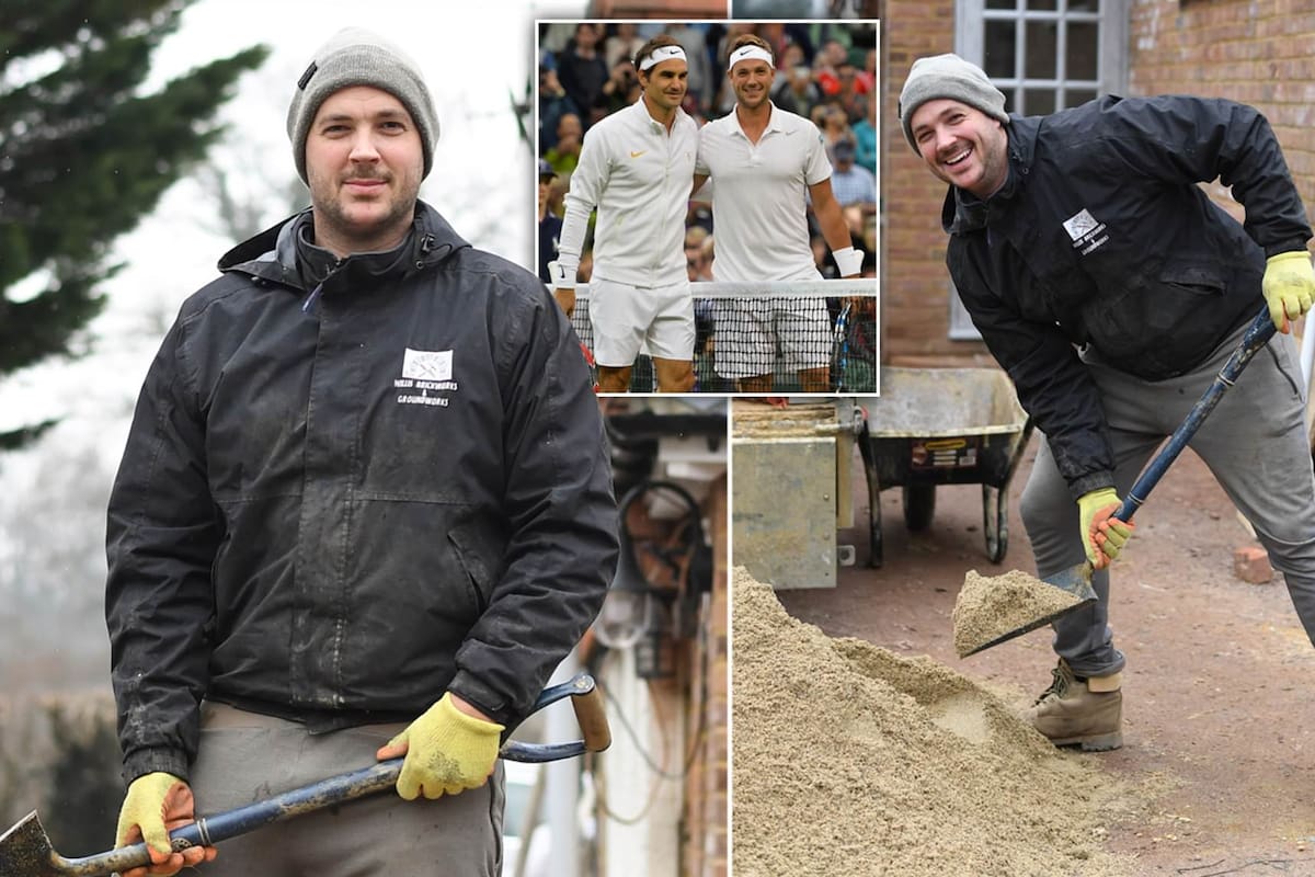 Marcus Willis pasó de enfrentar a Federer en 2016 a trabajar en una obra en construcción en 2021. (Gentileza Daily Mail)