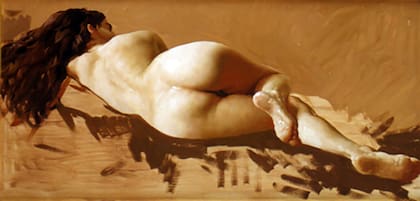 "Marfil y caoba" (1997). Óleo sobre tela. Fue pintado en el taller que Lascano aún conserva frente a la plaza Vicente López. Gentileza Galería Zurbarán.