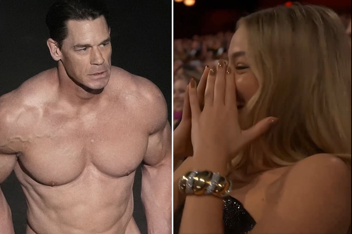 Margot Robbie al ver a John Cena, casi desnudo sobre el escenario