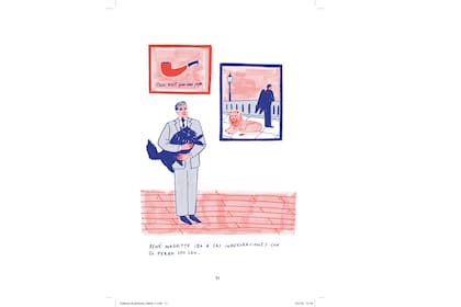 René Magritte asistía a las inauguraciones de las muestras con su perrito
