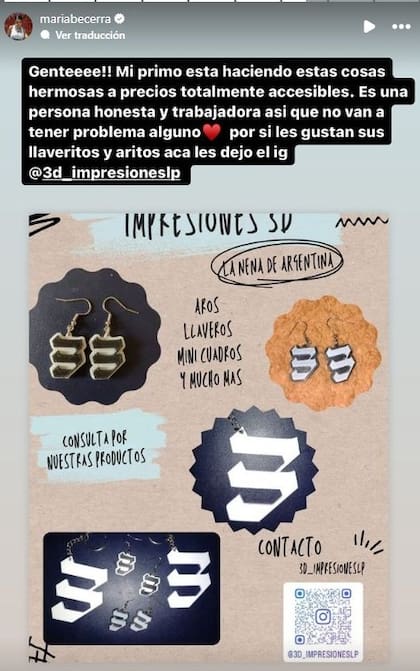 María Becerra compartió una imagen del emprendimiento de su primo