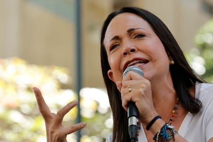 María Corina Machado, en Caracas. (AP Foto/Jesús Vargas)