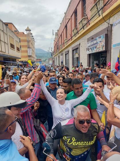 María Corina Machado en un acto en Valera el sábado
